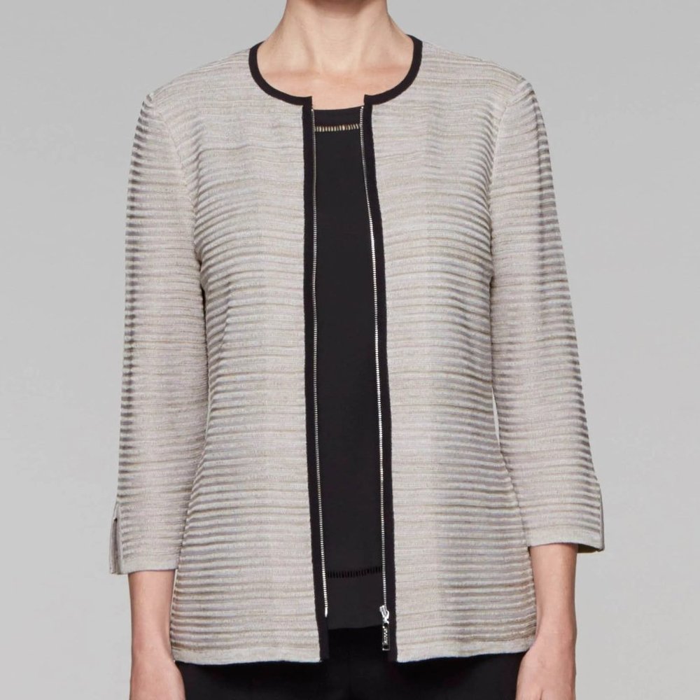 Misook Subtle Melange Zip Jacket (XL)
